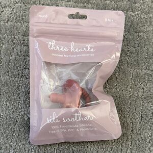 Three Hearts Silicone Sili Soother - Pink